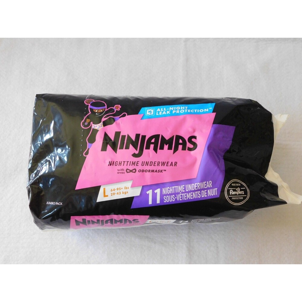Ninjamas Underwear Bedwetting Disposable Underwear Nighttime Size Large